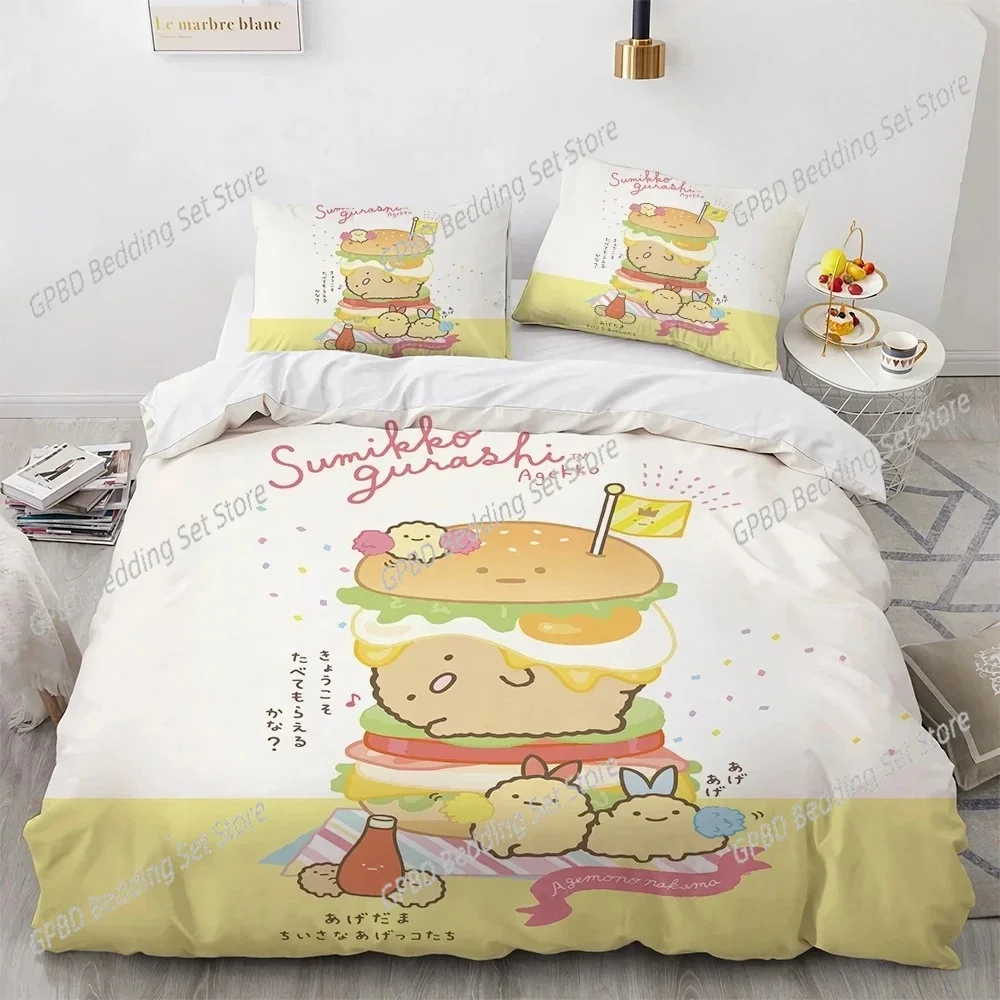 Kawaii Cartoon Sumikko Gurashi Bedding Set,Duvet Cover Bed Set Quilt Cover Pillowcase,King Queen Twin Size Boys Girls Adults