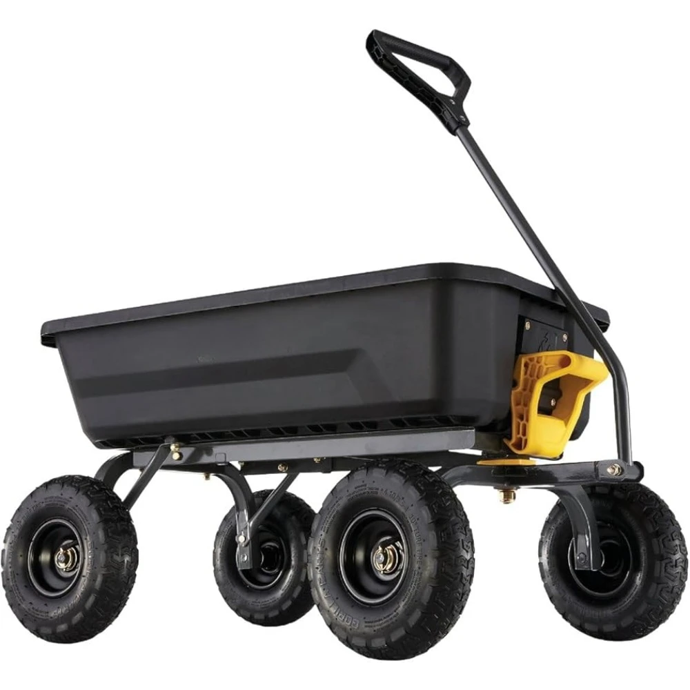 

Poly Dump Cart With No-Flat Tires 4 Cu Ft 600 Lb Capacity Black Camping Wagon Trolley Garden Supplies Home