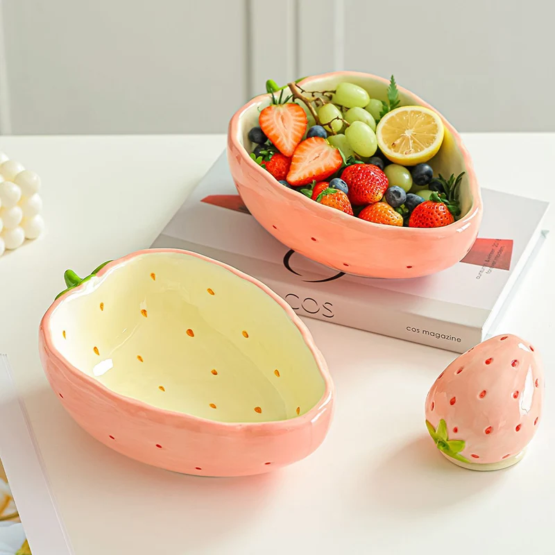 

Elegant Stylish Strawberry Fruit Candy Dish for Reception Desk Living Room New Year Nut Snack Serving Platter