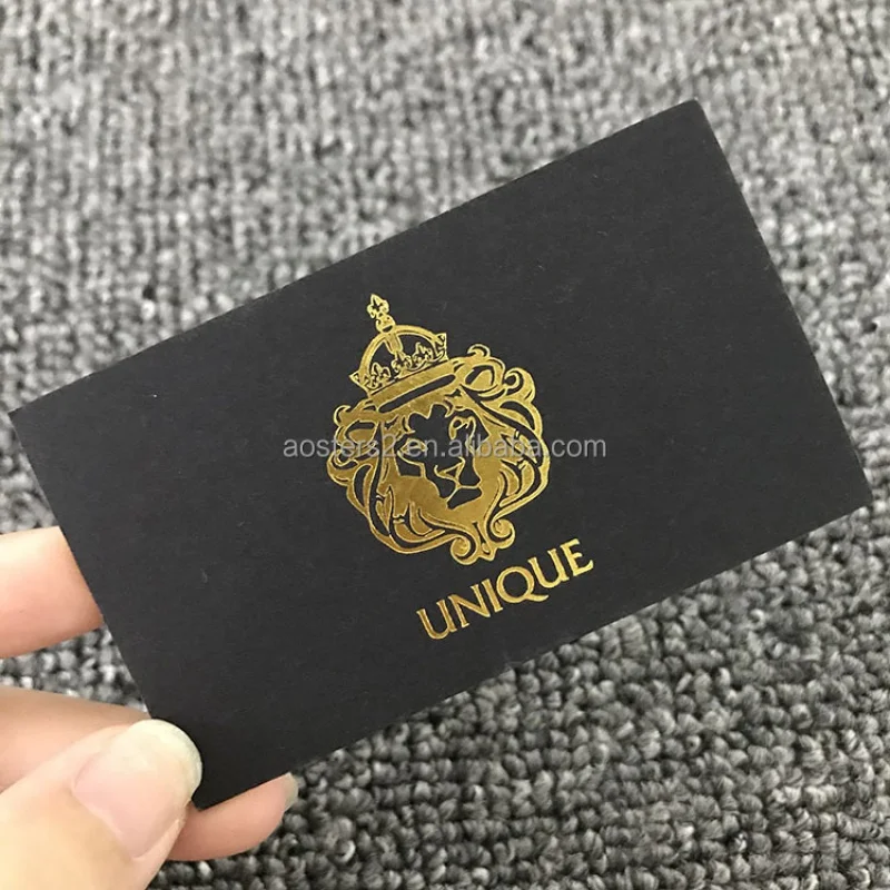 

Custom logo design 200pcs a lot Hot sale shine gold foil printing logo paper business cards