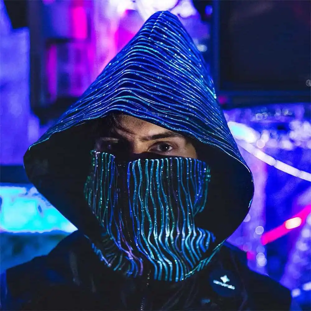Outdoor Portable EDC Cyberpunk Luminous Hat Set LED Colorful Party Night Walk Colorful Lighting Prop Tool