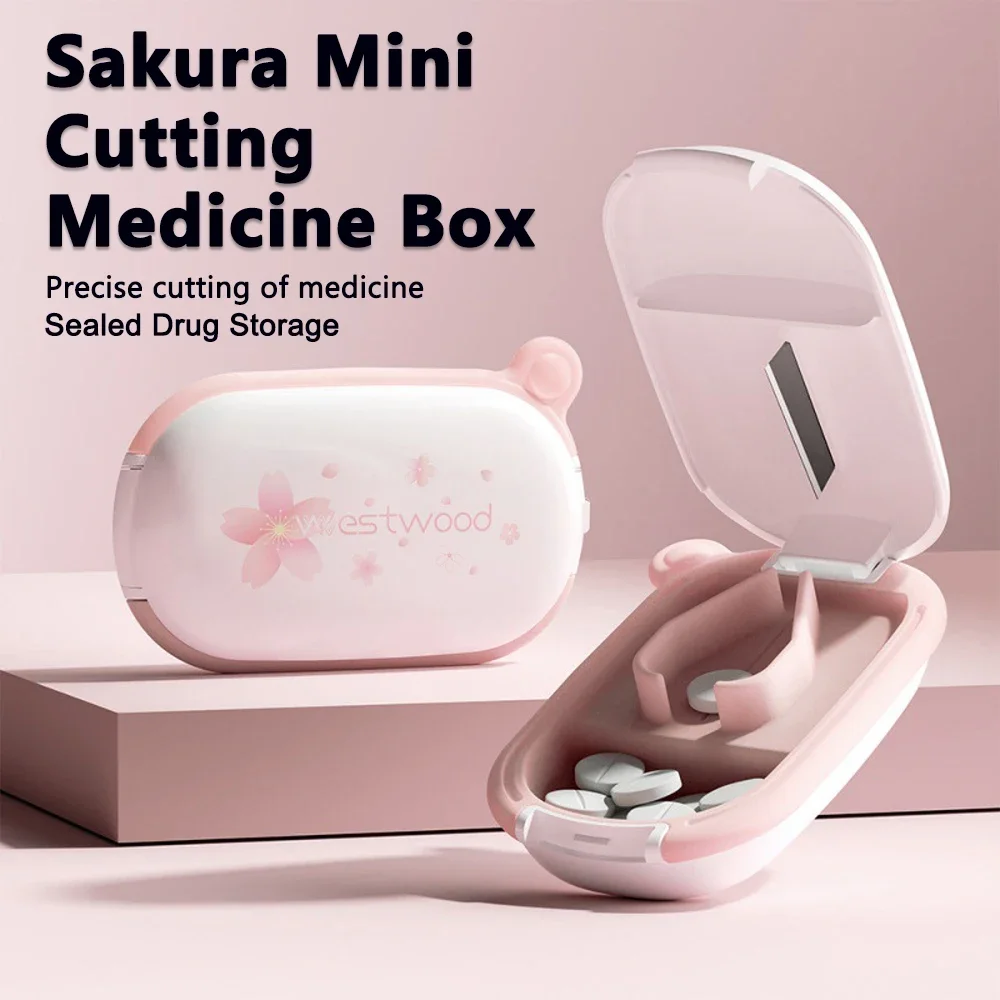 Pill Cutter Box Portable Drug Box Tablet Cutter Splitter Medicine Mini Drug Tablet Medicine Dustproof Divider Organizer Crusher