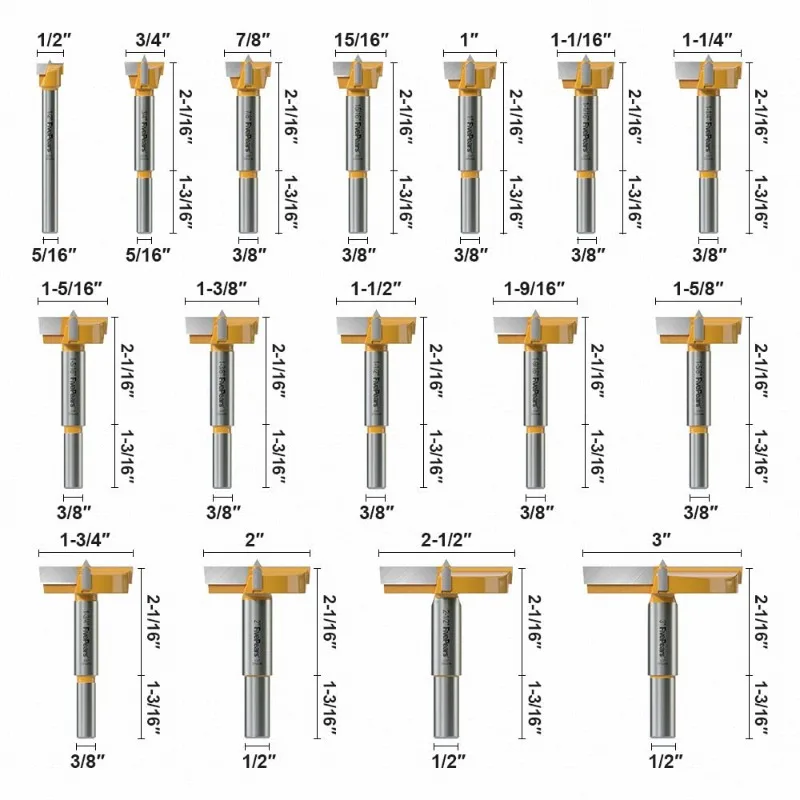 16 Pcs Forstner Drill Bits Set, Carbide Tipped Wood Hole Saw Auger Opener, Hole Opener Hinge Hole Cutter for Woodworking