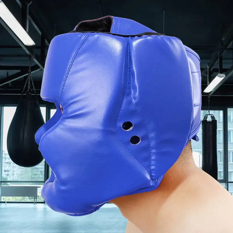 1pc Full-covered Pu Boxing Helmet Kids Adults Muay Thai Training Sparring Boxing Headgear Gym Equipment Taekwondo Head Guard