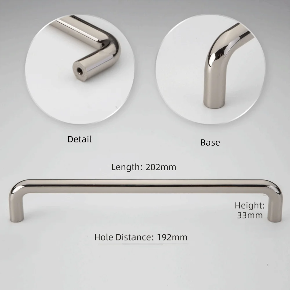 Solid Brass Cabinet Door Handles Bright Silver Finish Brushed Copper Finish Drawer Pulls U-Shaped Design Gold Black Finish