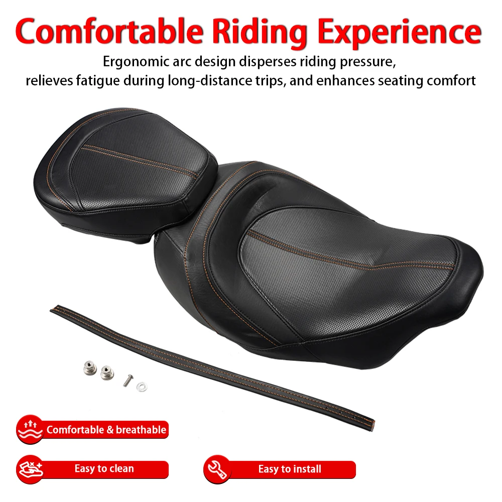 Fit For Harley Touring Road King Street Glide 2009 2010 - 2022 2023 2024 Two-Up Driver Passenger Seat Motorcycle Accessories