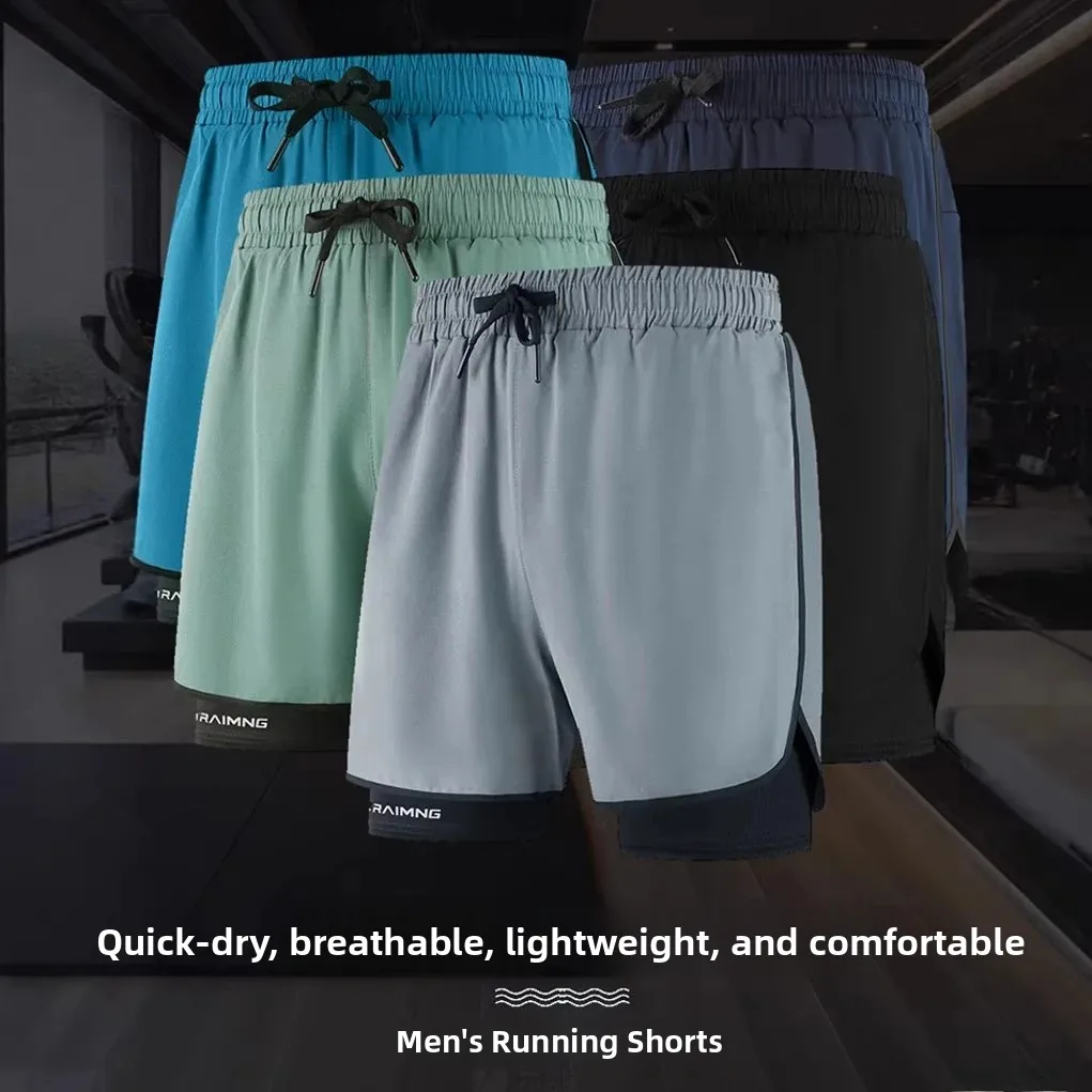 Men's Running Shorts Professional Marathon Athletic Three-quarter Length with Inner  Double-layered Fitness Sportswear