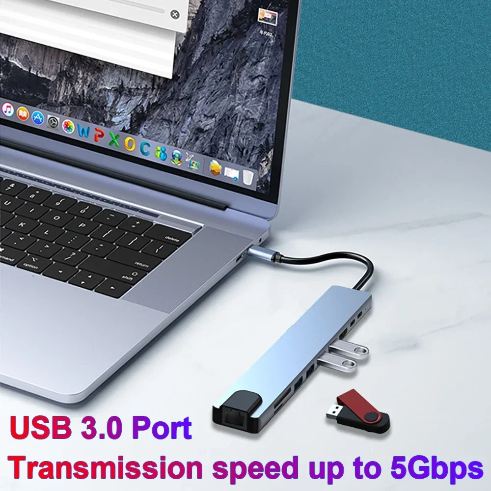 10-em-1 usb c docking station usb c hub tipo c para 4k hdmi adaptador usb c divisor pd/rj45/usb 3.0 5gbps/sd/tf para portátil macbook