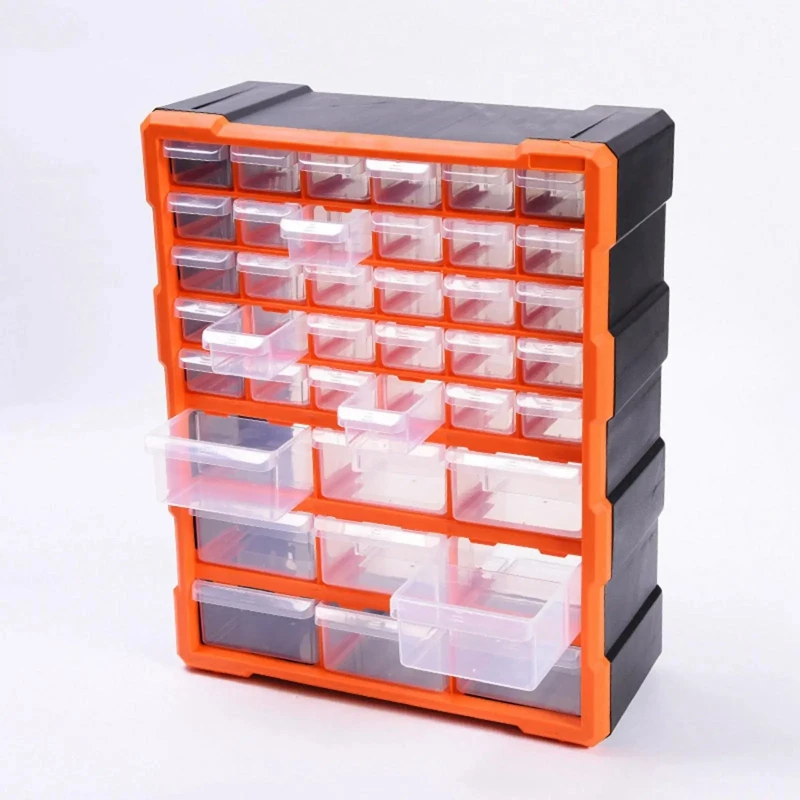 Tool Parts Storage with Lids 36/39 Grids Blocks Clear Drawers Adjustable Divider for Hardware Bin Screws Nuts Electronics