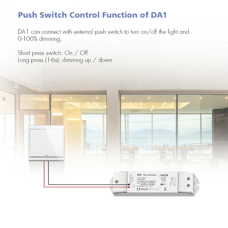 DALI LED Dimmer DC 12V 24V 36V 48V Constant Voltage DALI-2 Certied PWM Digital Dimming For Single Color LED Strip 4 CH Dimmer