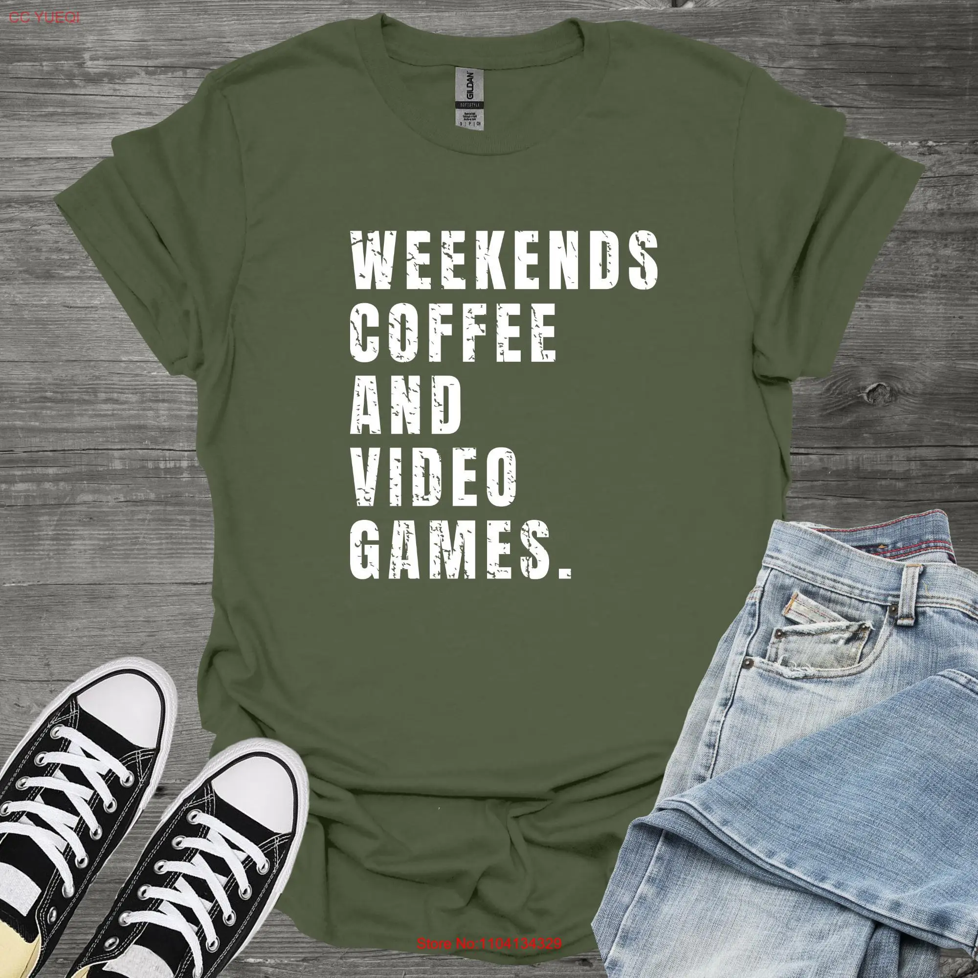 Weekends Coffee and Video Games T Shirt Funny Gamer for Geeky Gaming Game Lover Casual Apparel long or short sleeves