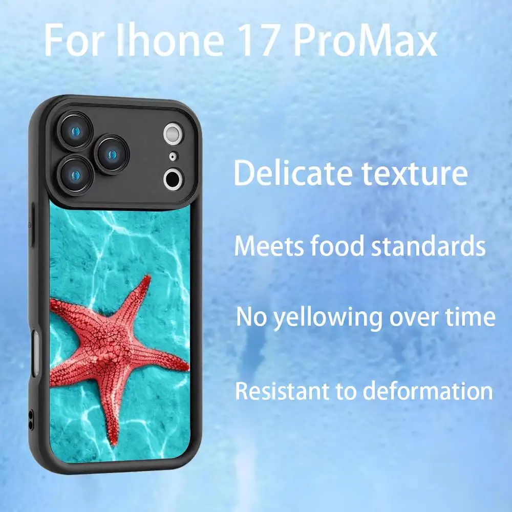 حافظة هاتف Sea Starfish لهاتف iPhone 17,16,15,14,13,12,Pro,Max,Plus,E,SE4,Air, emery Black تغطية كاملة من مادة TPU #6