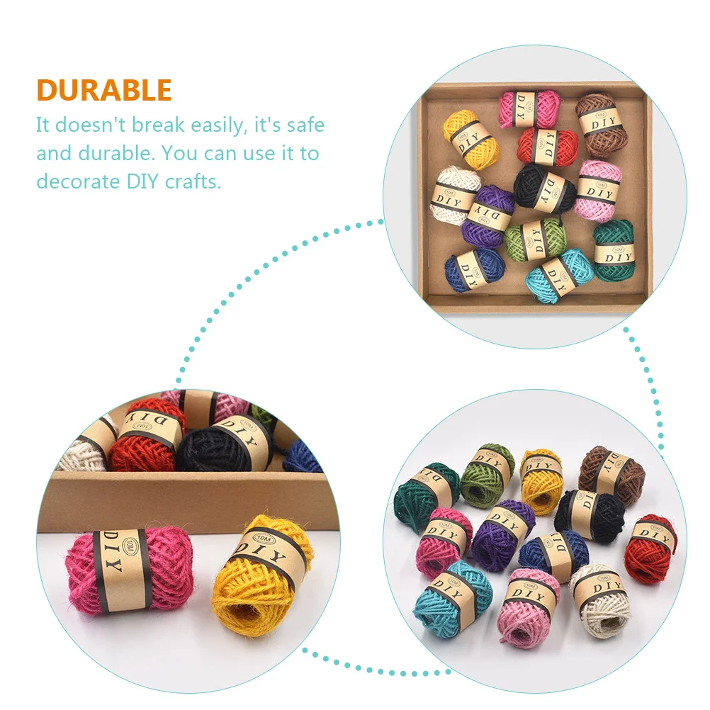 

24 Rolls 10m Colored Jute Hemp Rope Durable Craft DIY Packaging Decorative Rope for Wedding Birthday Party Gifts