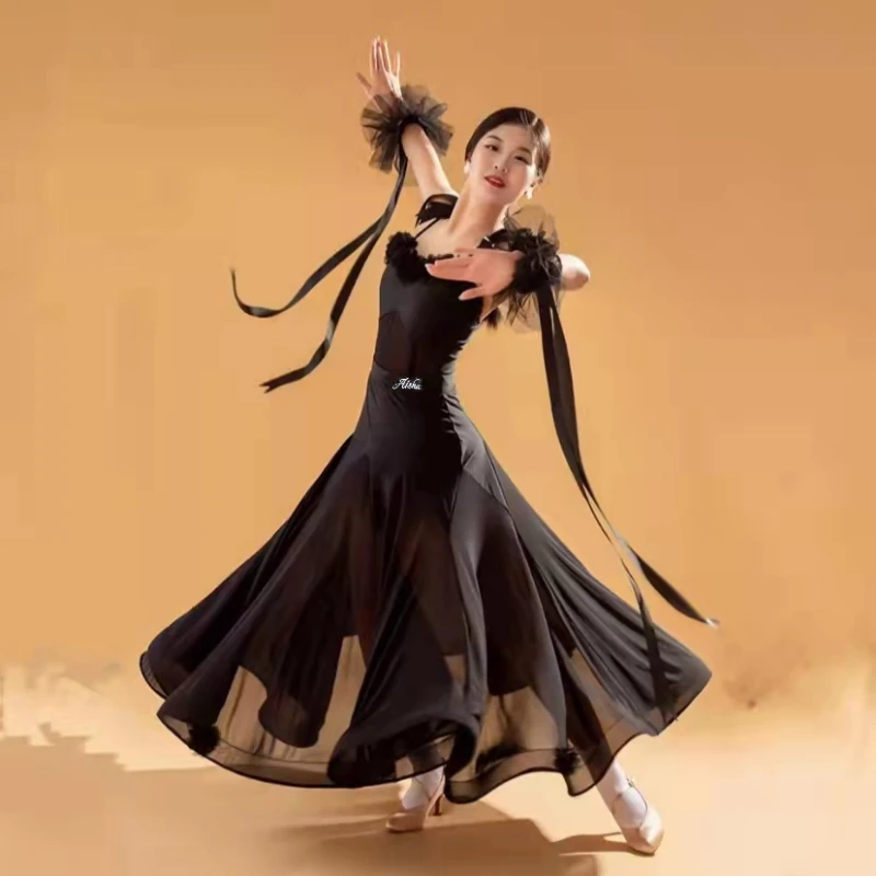 

customized women adult girl Latin dance costume high-end performance modern competition long tassel mesh skirt fringe dress