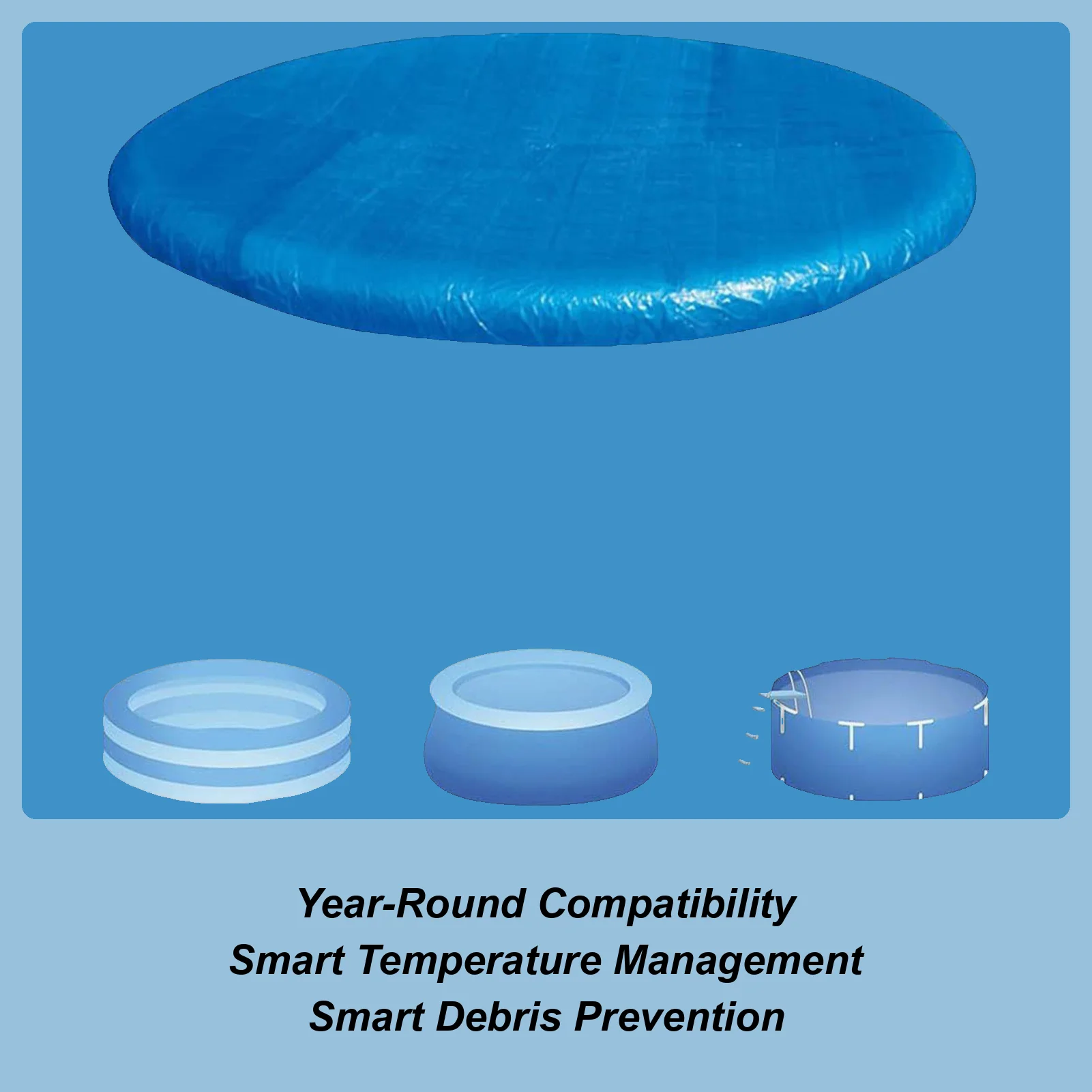 

Pool Cover Round Swimming Pool Protector Covers Outdoor Pool Tub Covers Windproof Hot Tub Protective Tool Pool Accessories