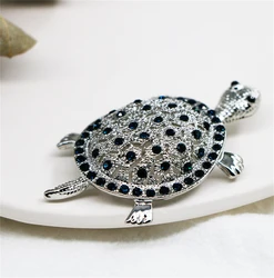 Sliver Color Rhinestone Sea Turtle Animal Brooch Pins For Women Luxury Designer Crystal Brooches Jewelry Party Wedding Gifts