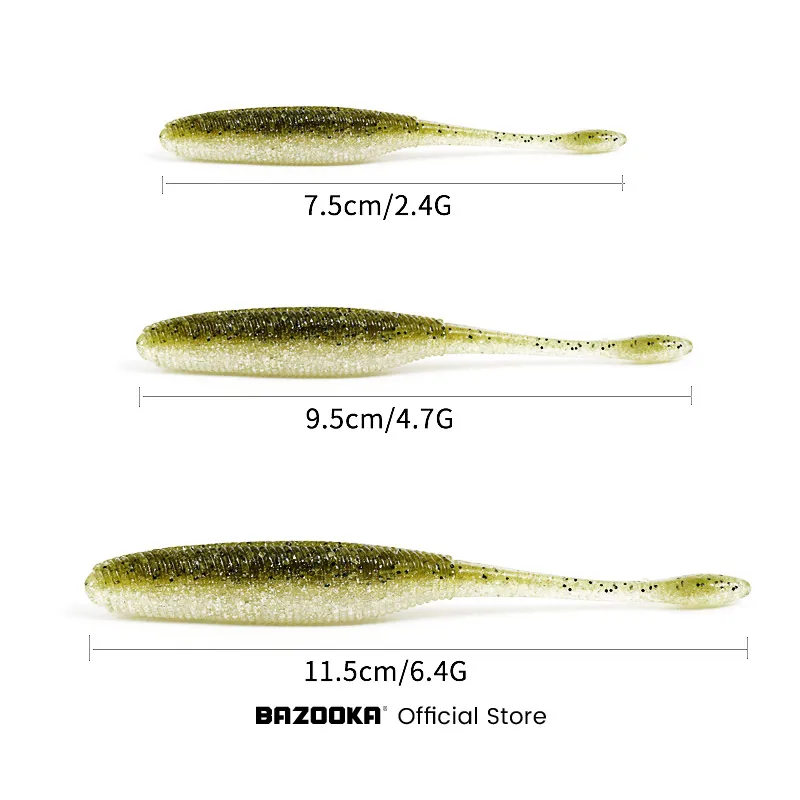 Bazooka Fishing Soft Lures Silicone Artificial Plastic Baits Pesca carp fishing bass lure sinking 2.4g 4.7g 6.4g Wobblers Carp