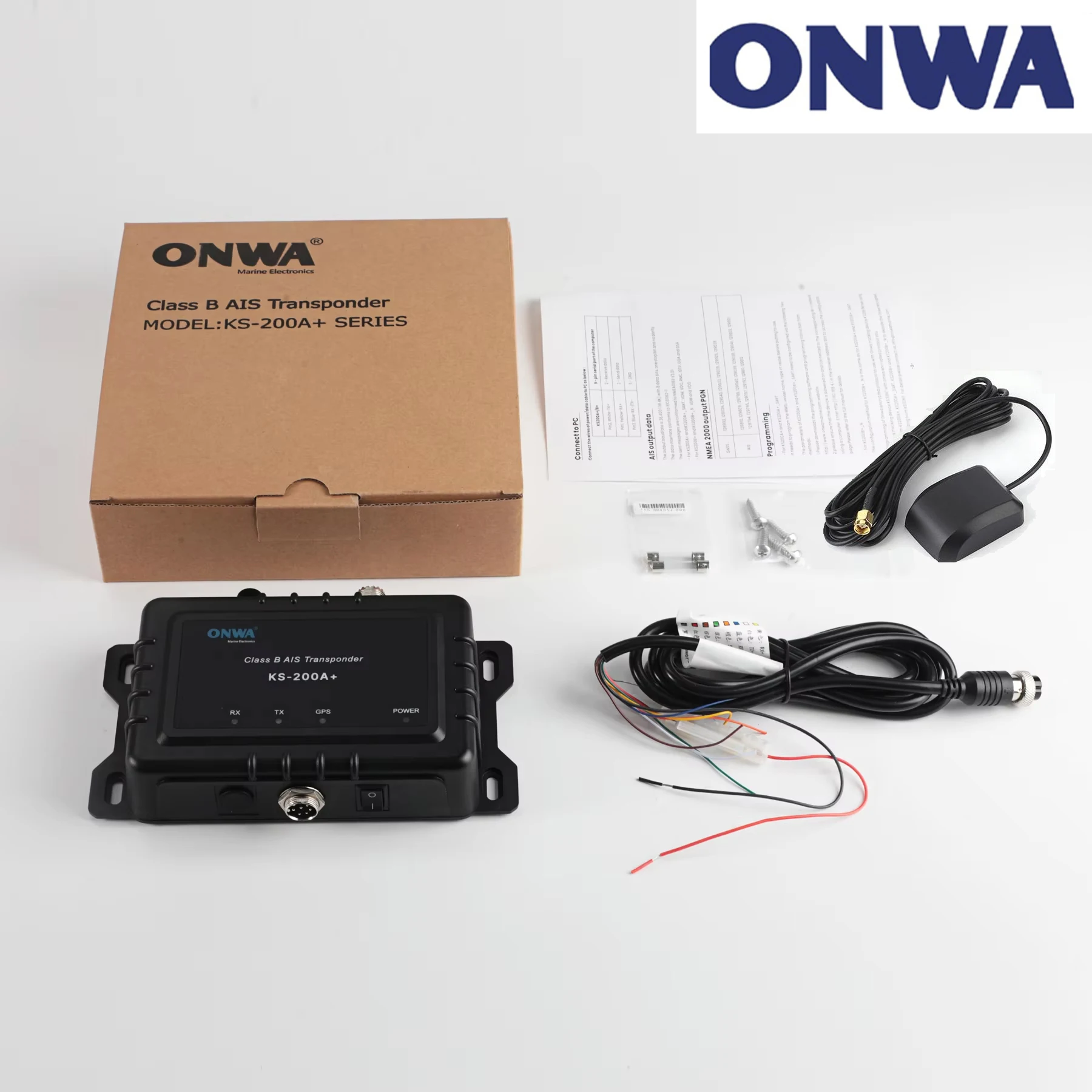 ONWA KS-200A+ Yacht Marine Class B+ AIS Transponder Black Box Support nmea2000 with wifi with GPS antenna