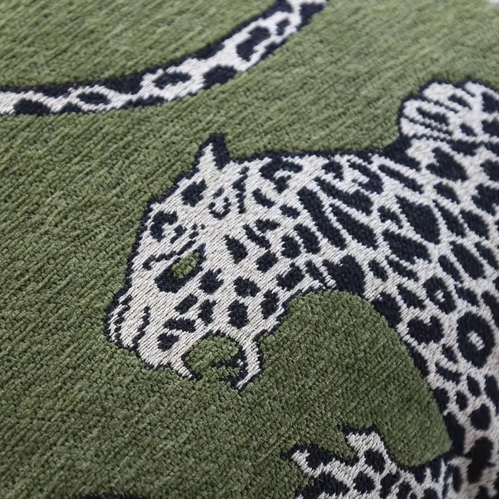 Decorative Pillowcase Throw Pillow Cover Hidden Zipper Black Border Cushion Cover Leopard Pattern Jacquard Pillow Cover