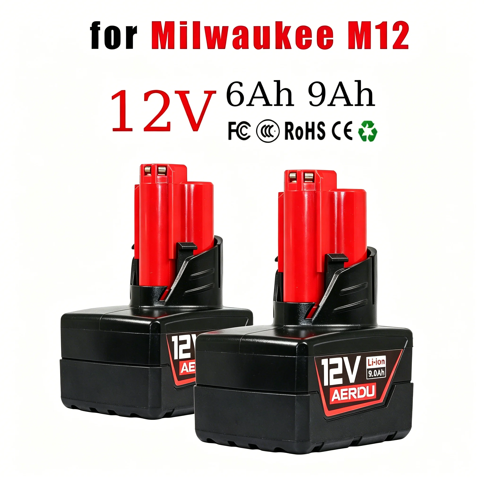 

For Milwaukee M12 Battery 6.0Ah/9.0Ah 12V Rechargeable Battery For Milwaukee M12 Tool 48-11-2402 48-11-2411 48-11-2401MIL-12A-LI