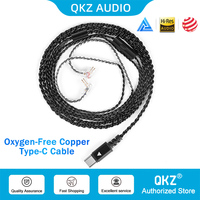 QKZ TC100 Earphone Cable Type-C Plug 2PIN 0.75mm Cable Wired Headset Upgraded Wire For QKZ ZXN ZXT VK4 KZ ZSN ZSX PRO X ZS10