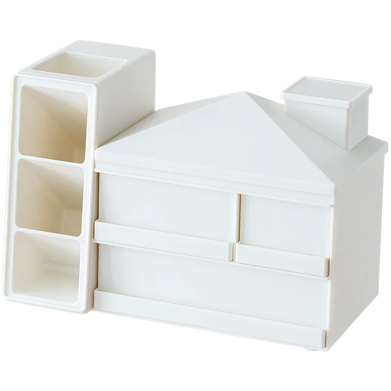 Small House Pen Holder Creative Storage Box Large Capacity Marker Pen Storage Oblique Pen Holder