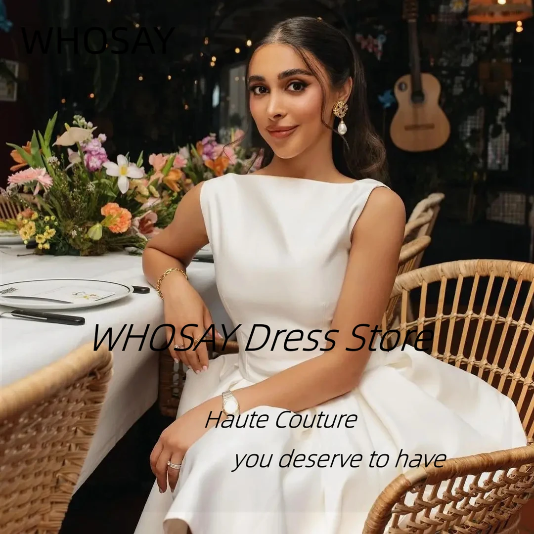 WHOSAY ที่กําหนดเองซาตินมินิเดรสพรหมแขนกุดซิปด้านหลัง Homecoming Party Dress สายสั้นเจ้าหญิงวันเกิดชุด