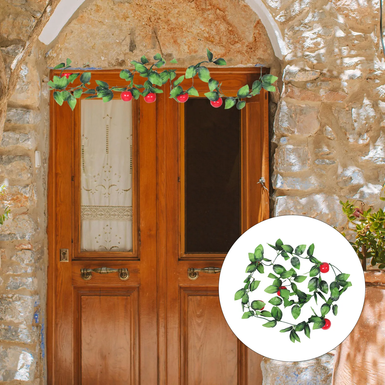 

2pcs Realistic Fake Vine Decoration Artificial Hanging Plants Home Wall Ornament Outdoor Garden Simulated Fruit String