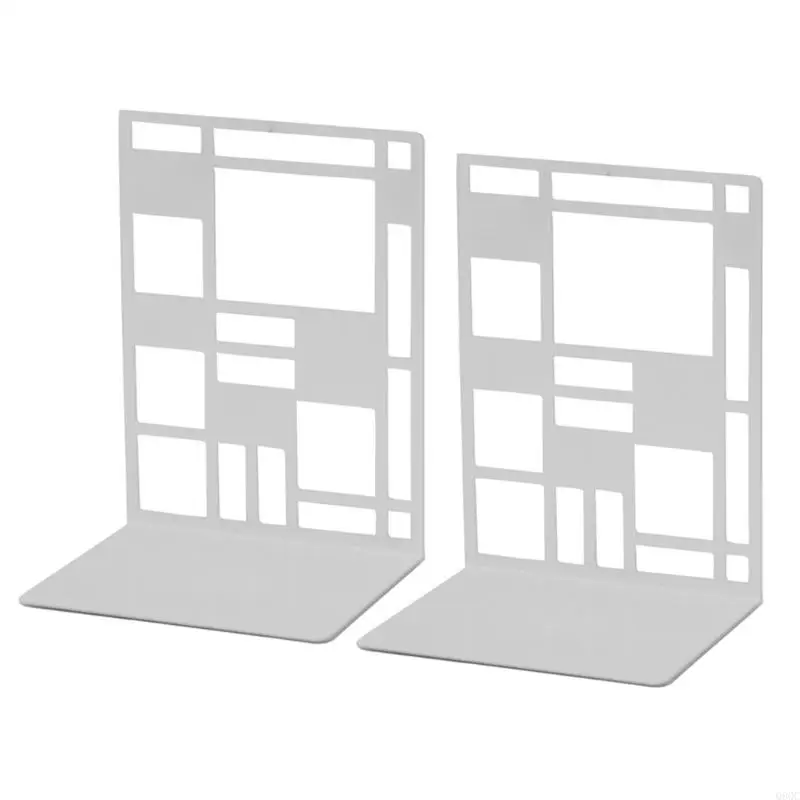 

2 Pcs Book Holders Hollow Out Bookends Shelf Book Stoppers Metal Bookends Decorative Bookends for School Home Office