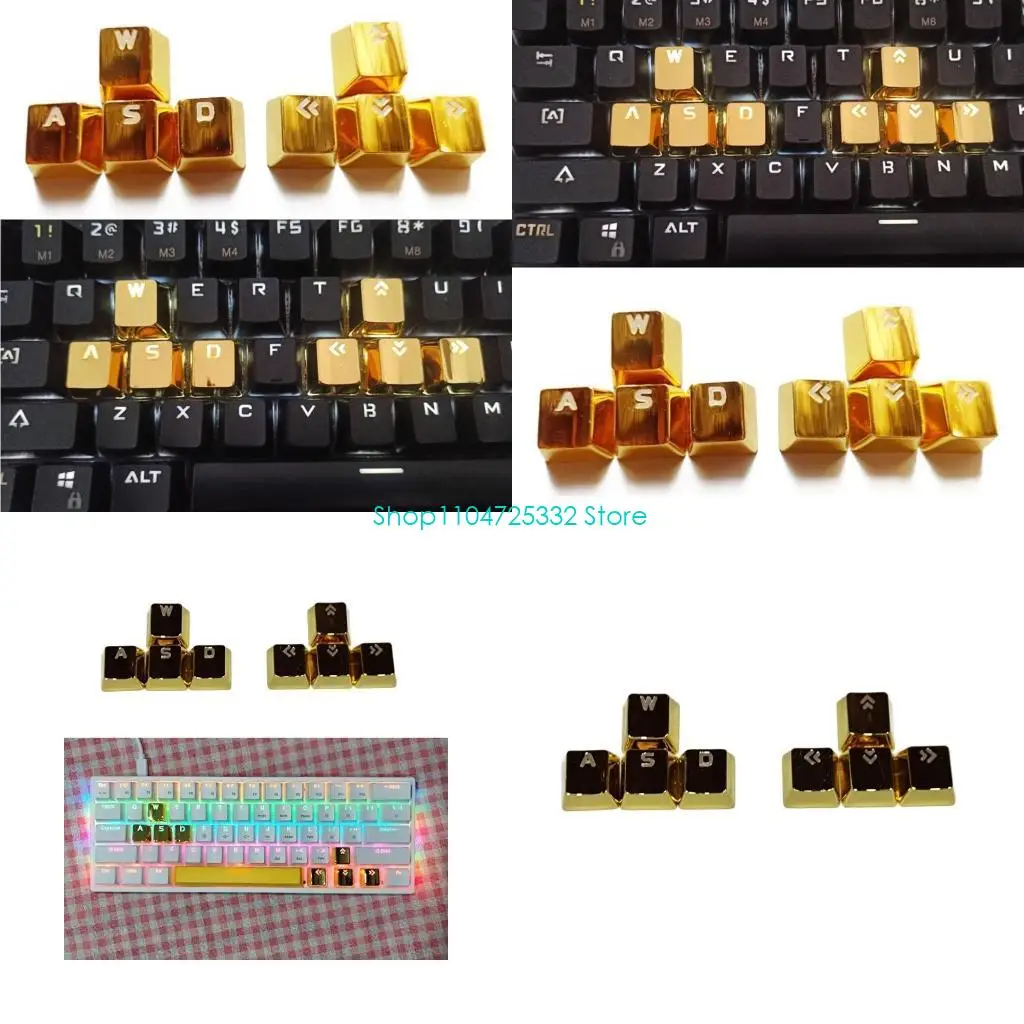 

P5EA 8PCS Durable Zinc-Alloy Keycaps Professional WASD Directions Backlit Keycap