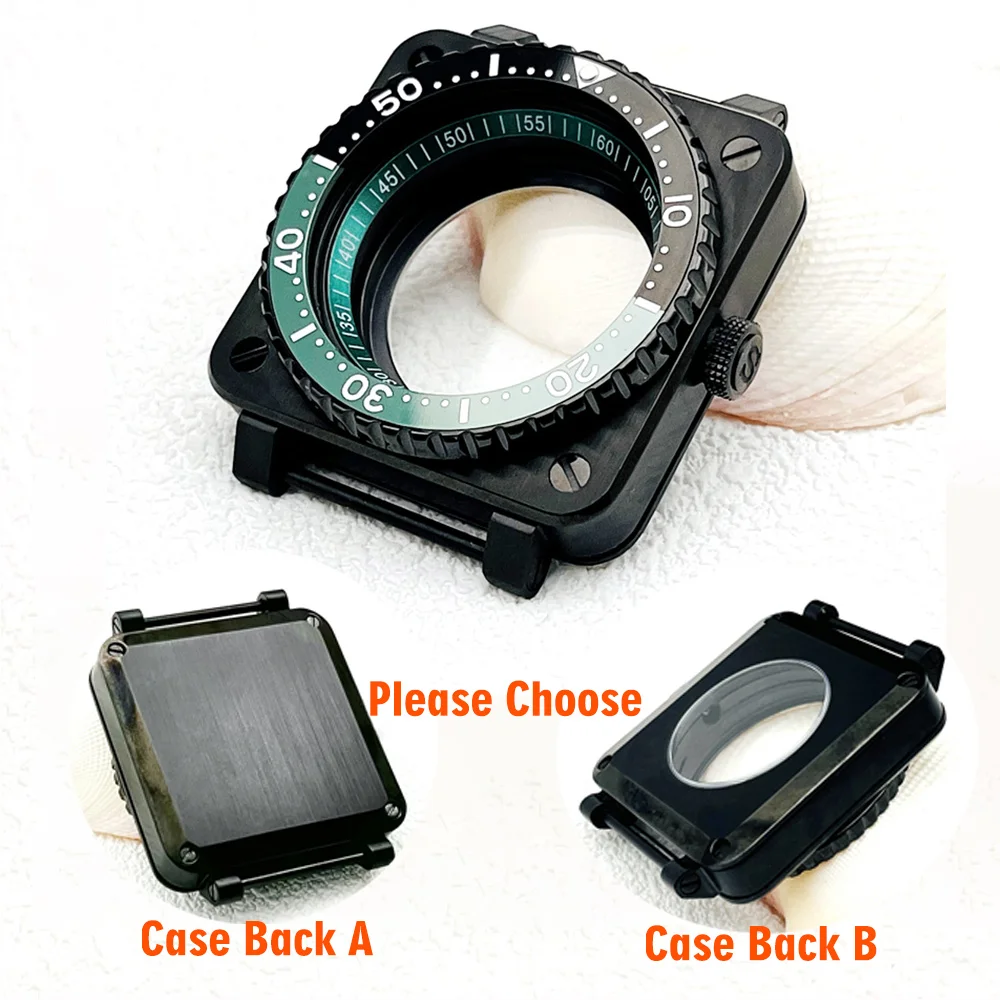 Mod Square Pilot Cockpit SKX007 Watch Case Fit For NH34 NH35 NH36 7S26 Movement Sapphire crystal glass Men Diver Wacth Cases