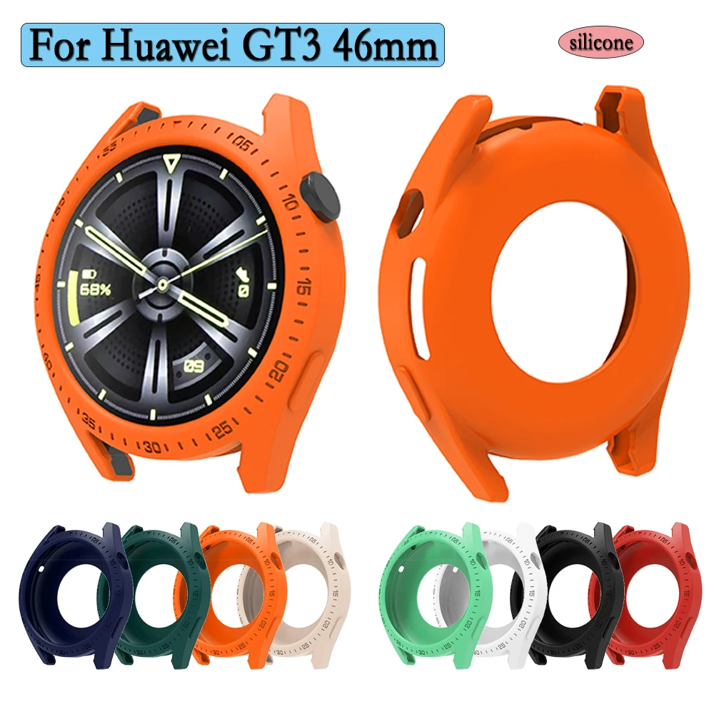 Cover Case For Huawei GT3 46mm Silicone Screen Protector Colorful Coverage Protection With Scale Watch Accessories