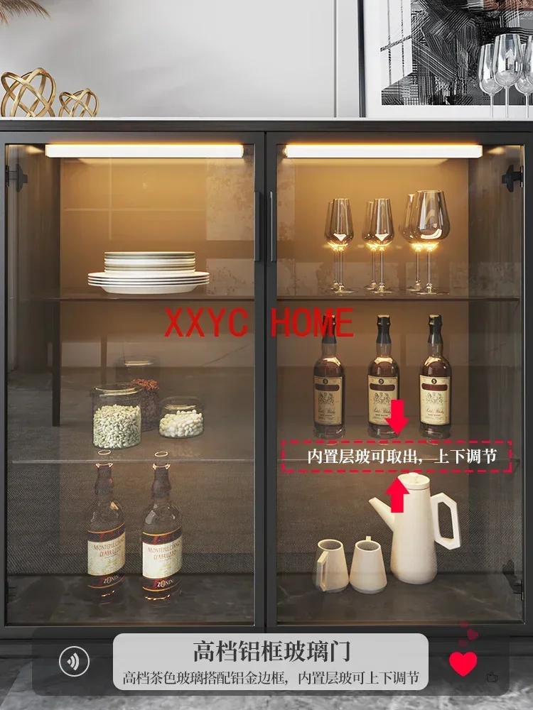 Light Luxury Stone Plate Ultra-Thin Tea Modern Simple Narrow Small Apartment Wall Glass Storage Wine Cabinet