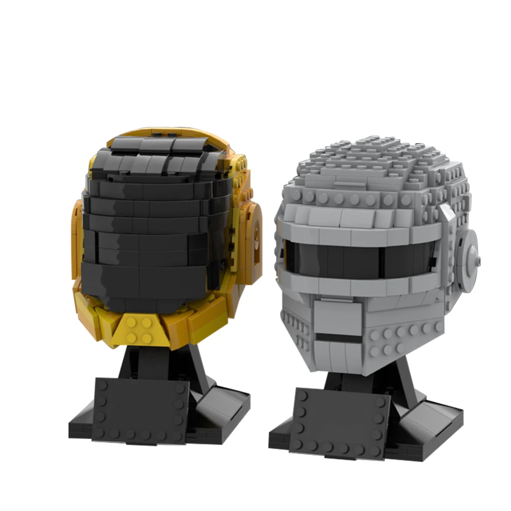 Moc Movies Daft Punk Helmet Electronic Audio Duo Building Blocks Hunter Samurai Collection Constructor Bricks Toy Gift for Kizs