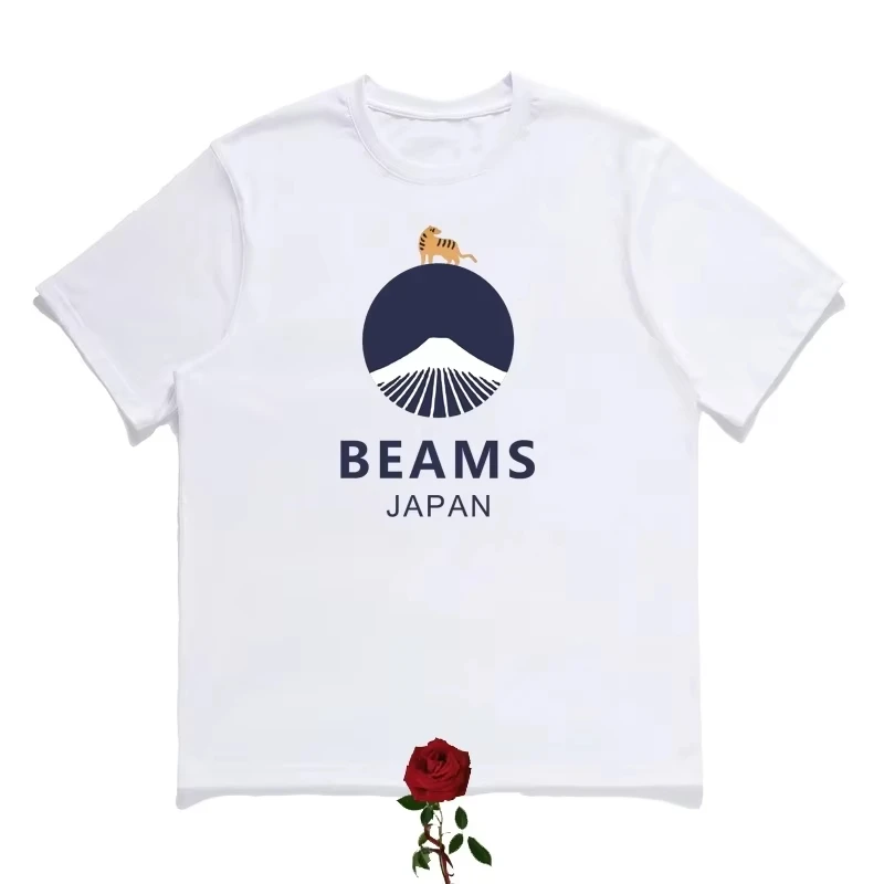 2025 nuevo modelo de alta calidad con estampado de animales, camisetas con vigas para hombres y mujeres, camisetas informales holgadas de cuello redondo de manga corta con rayos, camisetas superiores de Japón