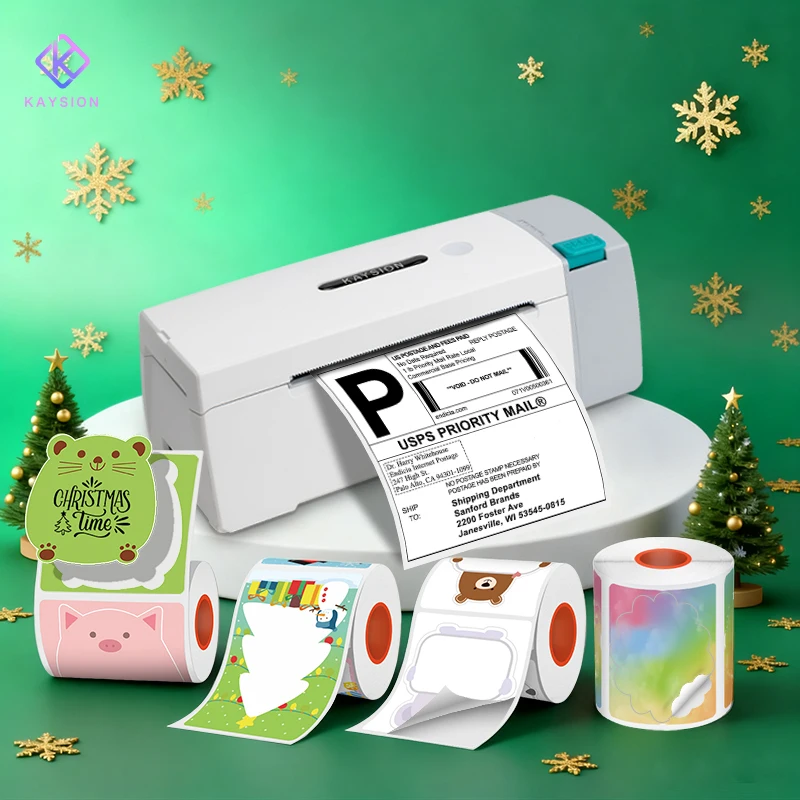 

KAYSION Thermal Shipping Label Printer Portable Printer for 4x6 Mailing Packages Printing USB/WIFI/BT Connection