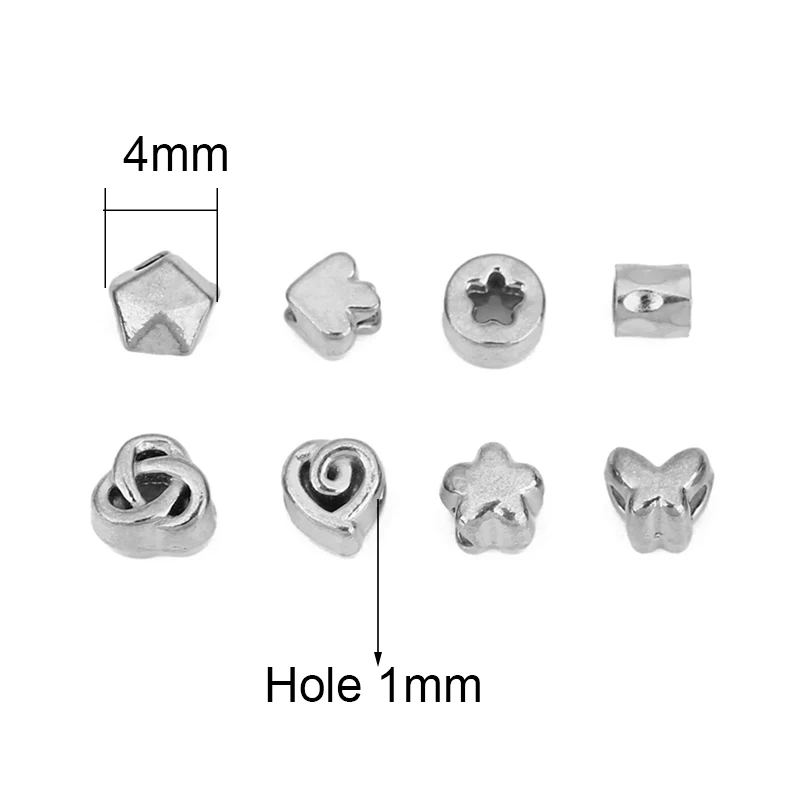 10pcs Stainless Steel Heart Necklace Beads Never Fade PVD Large Big Hole Bracelet Spacer Beads For DIY Jewelry Making Findings