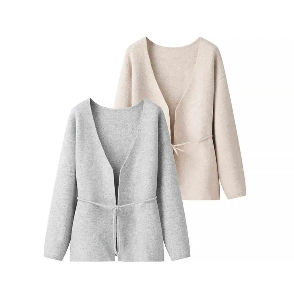 

European And American Fashion Long Sleeve Knitted Cardigan Sweater Coat for Women Simple Style Spring Autumn New C92364