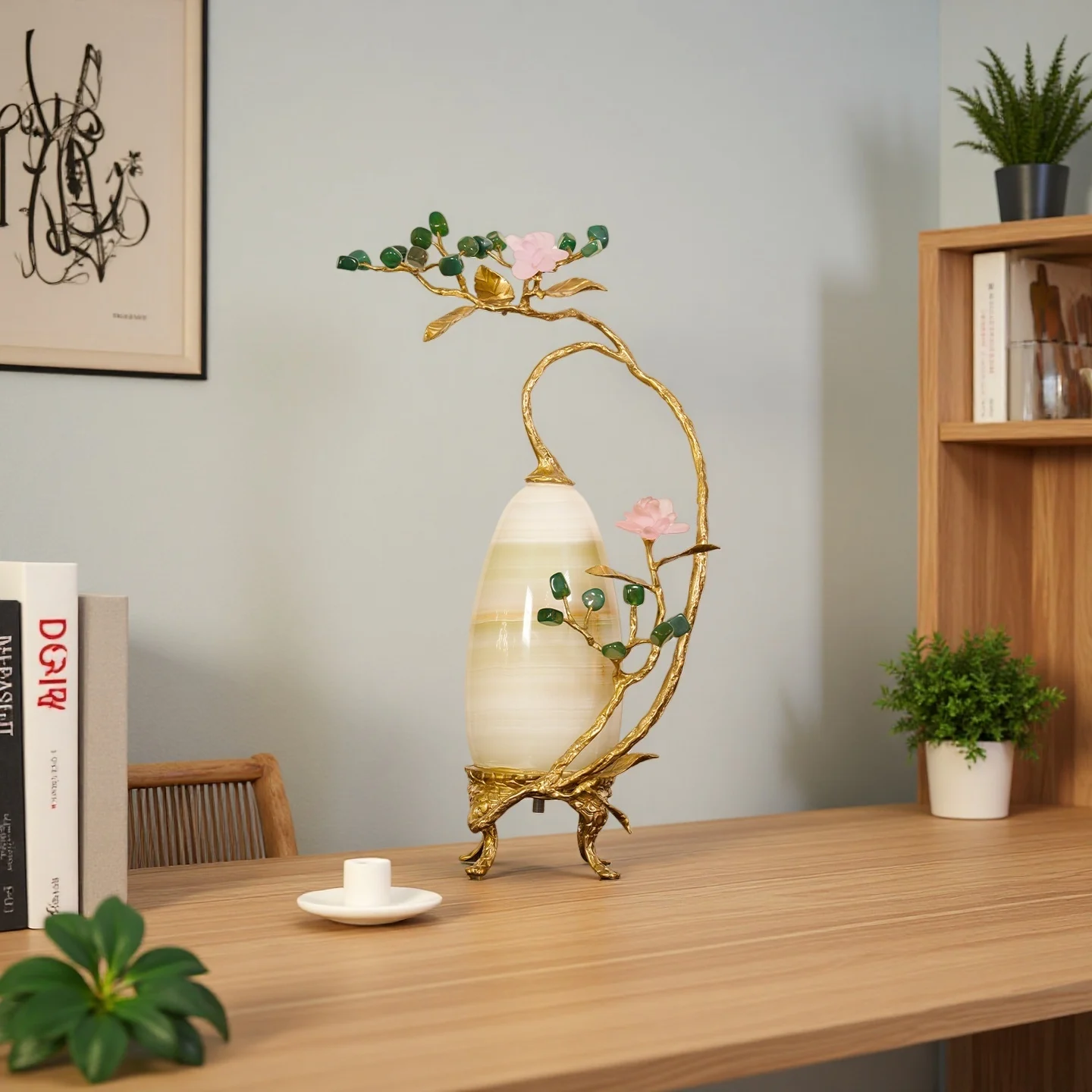 Elegant Chinese Handmade Brass Jewelry TV Cabinet Porch Desk Holiday Decoration Opening Gifts - Metal Crafts