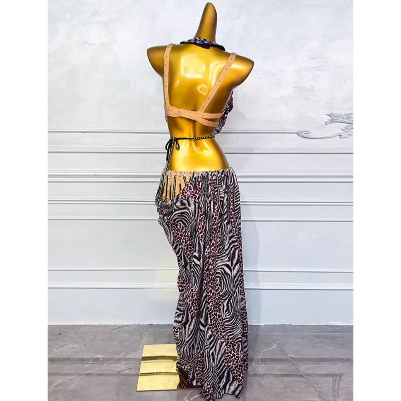 op maat gemaakte buikdanskostuum prestatiekostuum dames nieuwe set Oosterse dans oefenjurk dames exotische danskleding luipaard