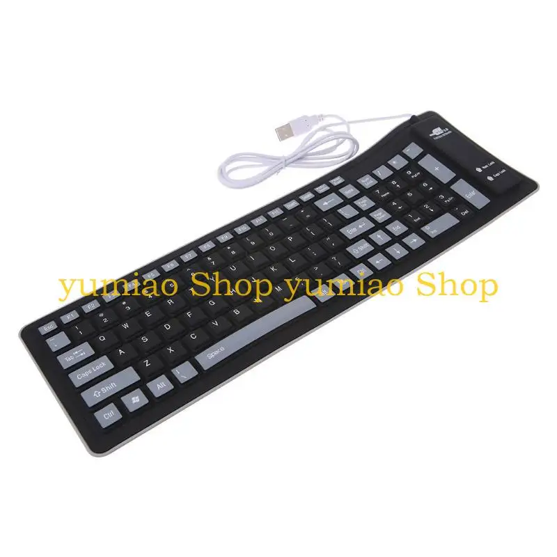 587B Foldable Keyboard Waterproof USB Keyboard 103 Keys Silicone Soft Keyboard