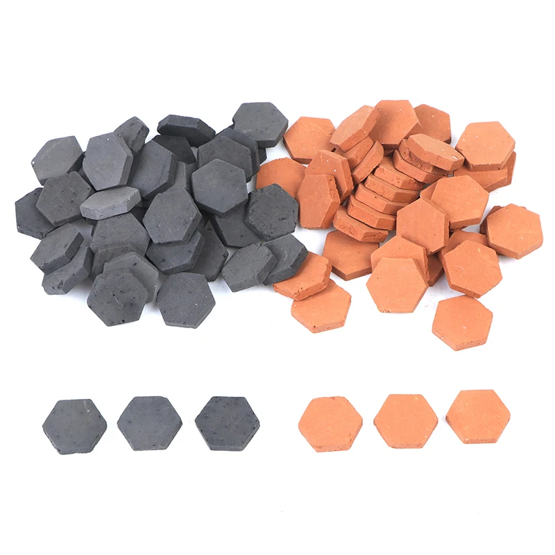 40PCS Mini  Hexagon Small Red Brick Miniature Dollhouse Play Props Furniture Artificial DIY Sand Table Models Clay Supplies