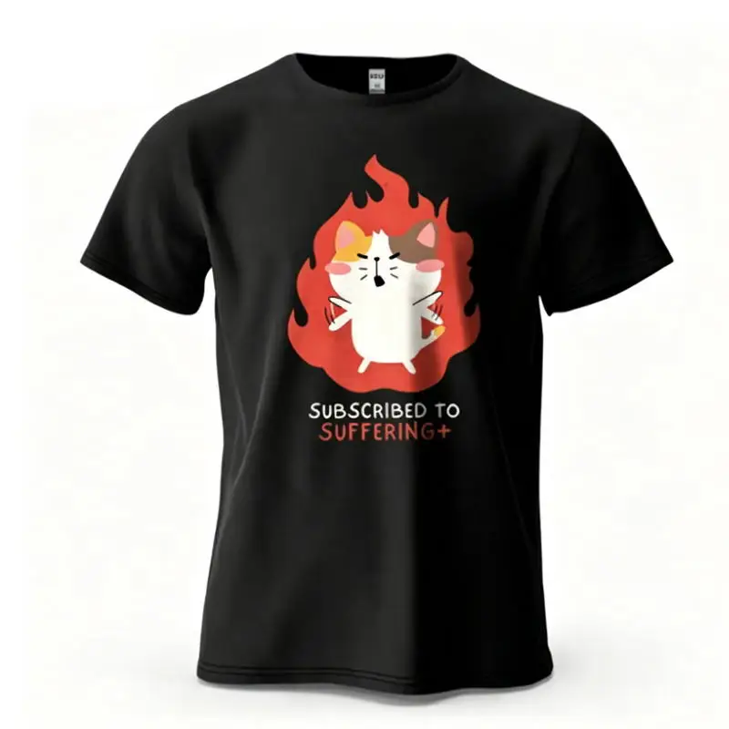 Subscribed To Suffering Cartoonish Printed Men's T-Shirt 100% Cotton Oversized Humorous Graphic Tees for Women Tees Streetwear