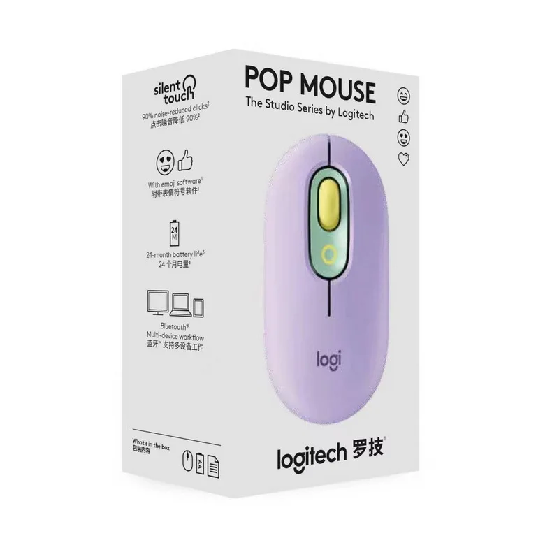 Mysz bezprzewodowa Logitech MX Anywhere 3S/ Pop /M350, obsługuje połączenia Bluetooth i dwumodowe USB 2.4GHz, odpowiednia do komputerów PC i laptopów.