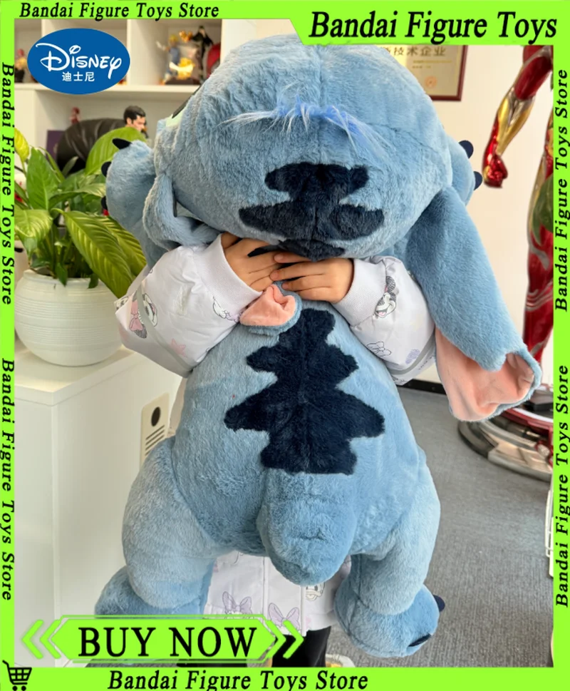 Muñeco de peluche gigante de Disney Stitch, muñeco de peluche azul Kawaii, animal de dibujos animados, sofá, almohada suave para dormir, juguetes para niños de 45cm-100cm, regalo de cumpleaños