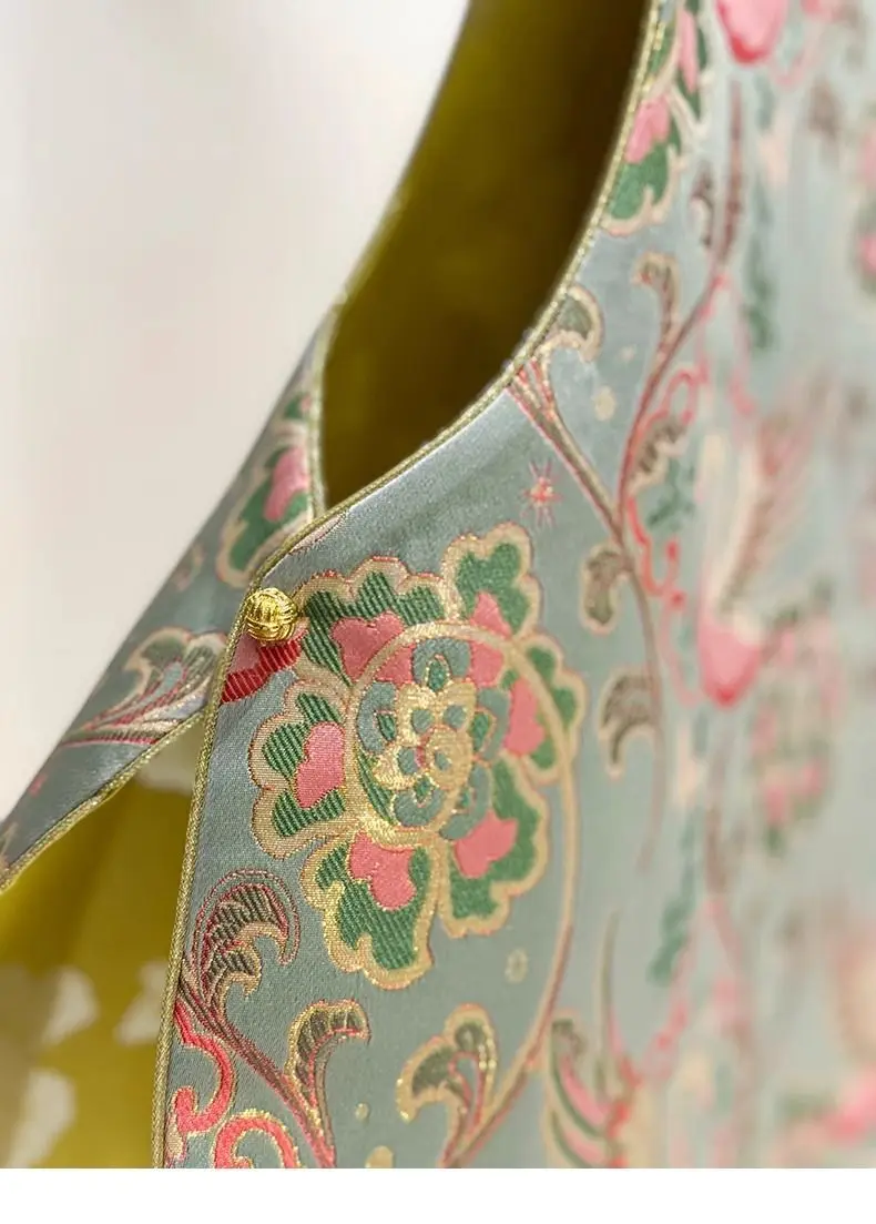 معطف سترة نسائي لربيع وصيف 2025 مطرز بدون أكمام من قماش الجاكار والطيور مزين بالزهور ، سترات على شكل زهرة دوبي غير منتظمة معاطف للمرأة #5