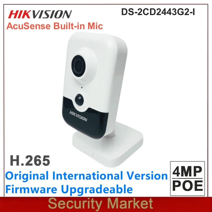 Original Hikvision DS-2CD2443G2-I 4Mp POE AcuSense Built-in Mic Fixed Cube Network Camera