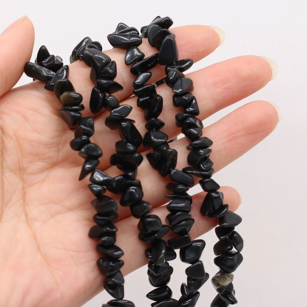 5-8mm Natural Stone Crushed Beads Irregularly Shaped Black Tourmaline Spacer Beads for Jewelry Making DIY Necklace Accessories