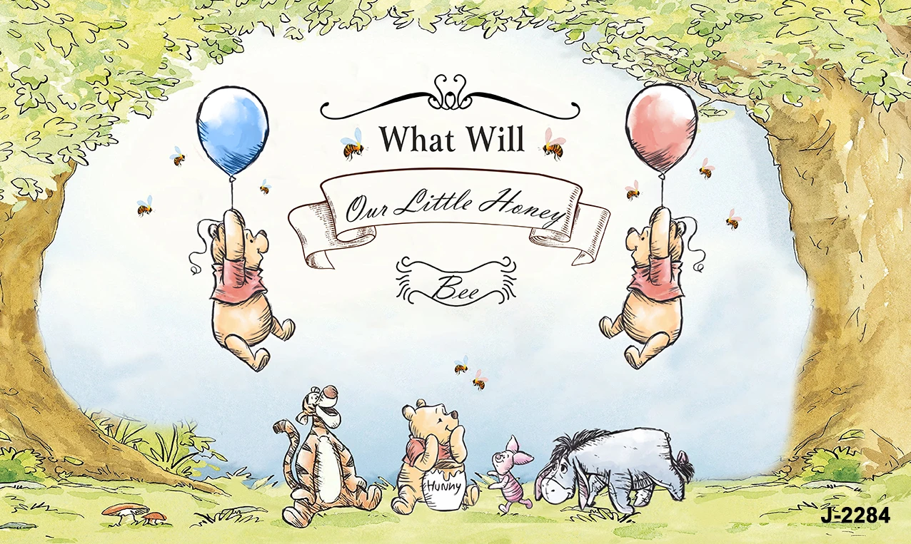 Winnie The Pooh Party Backdrops Wedding Decoration Children's Birthday Photozone Background Decorations Wall