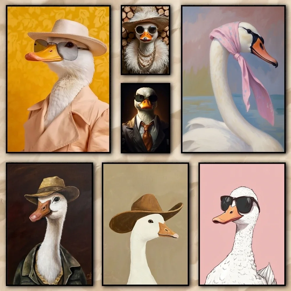 fashion simple cute Goose ins Art Painting Calligraphy pictures Room bedroom interior wall decoration Canvas Poster art mural